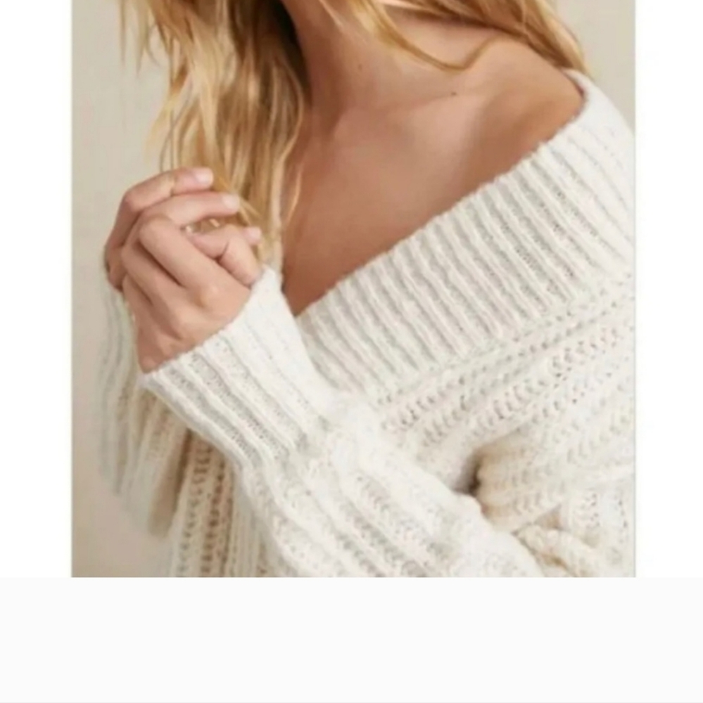 Anthropologie Pilcro Joyce Wool Blend Cable Knit Sweater in Cream Size S - Picture 2 of 7